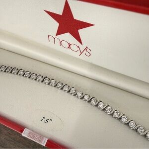 Macy's Silver-Tone Tennis Bracelet with Clear Stones